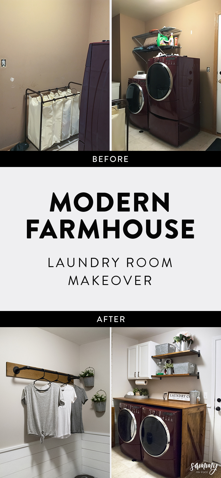 DIY Laundry Room Shelving - Get this farmhouse look
